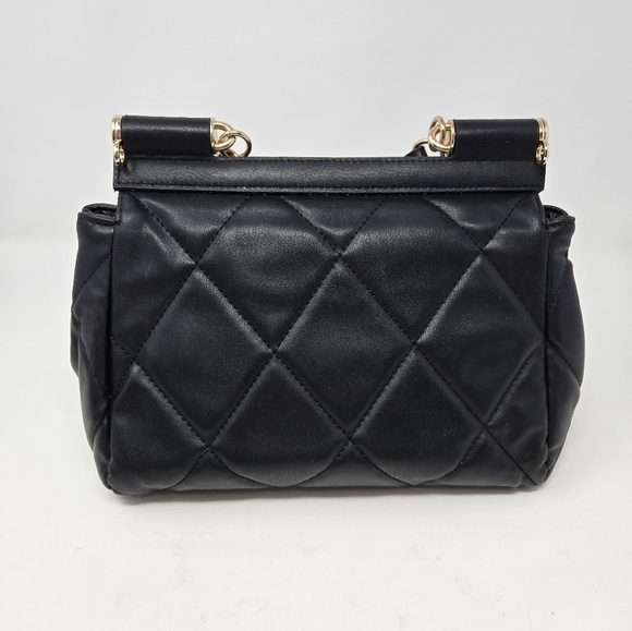 BADGLEY MISCHKA BLACK QUILTED TOP HANDLE PURSE NWOT BLACK WALLET FAUX LEATHER - Picture 10 of 16